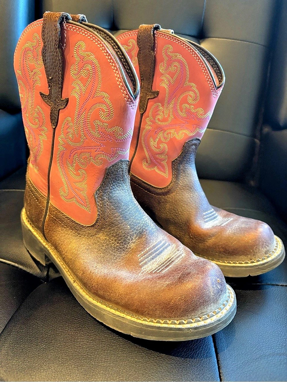 Ariat Fatbaby Heritage Western Boots Brown & Pink US 9.5B